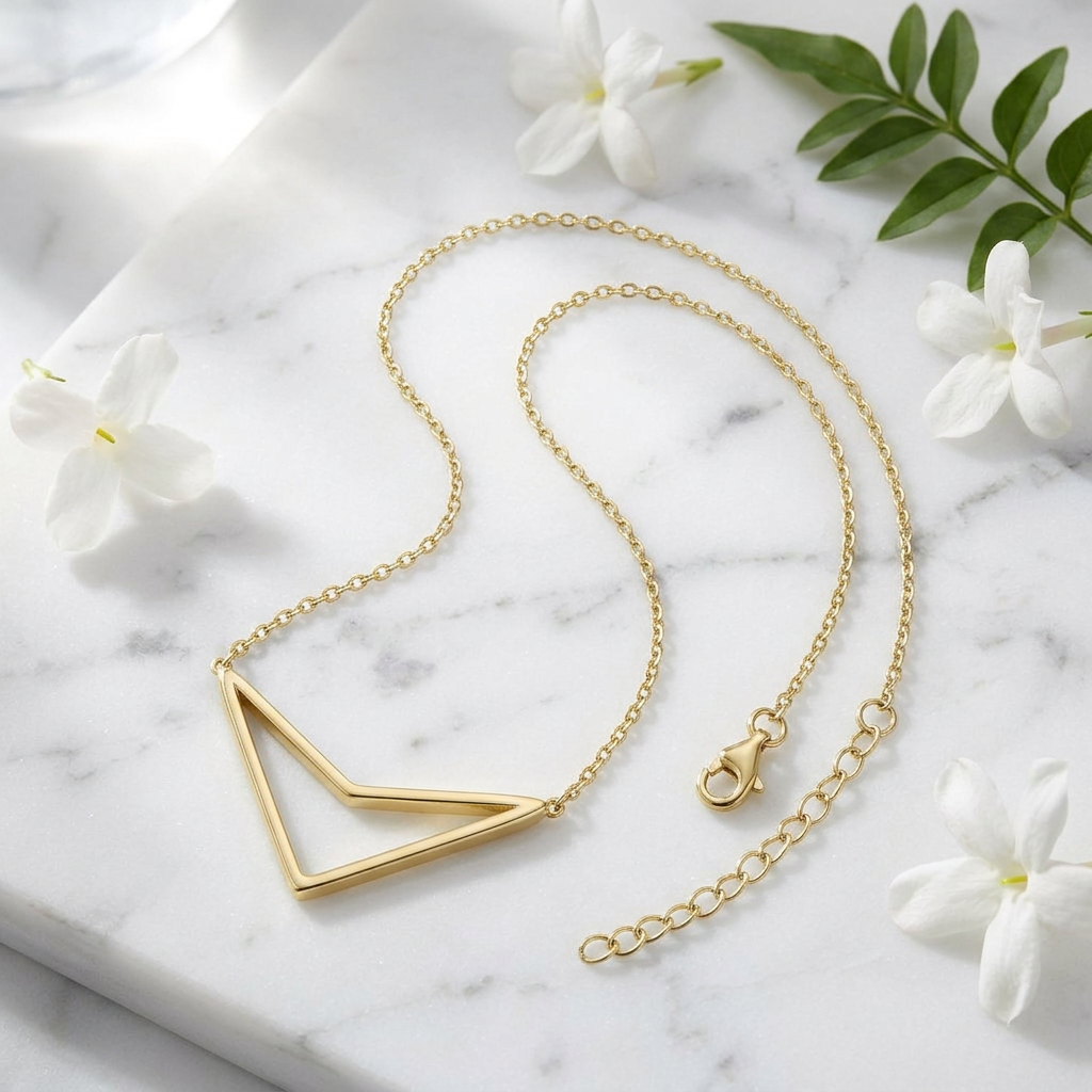 Sterling Silver Yellow Gold Chevron Arrow Pendant Necklace for Women, 17 to 18.5 inch life1