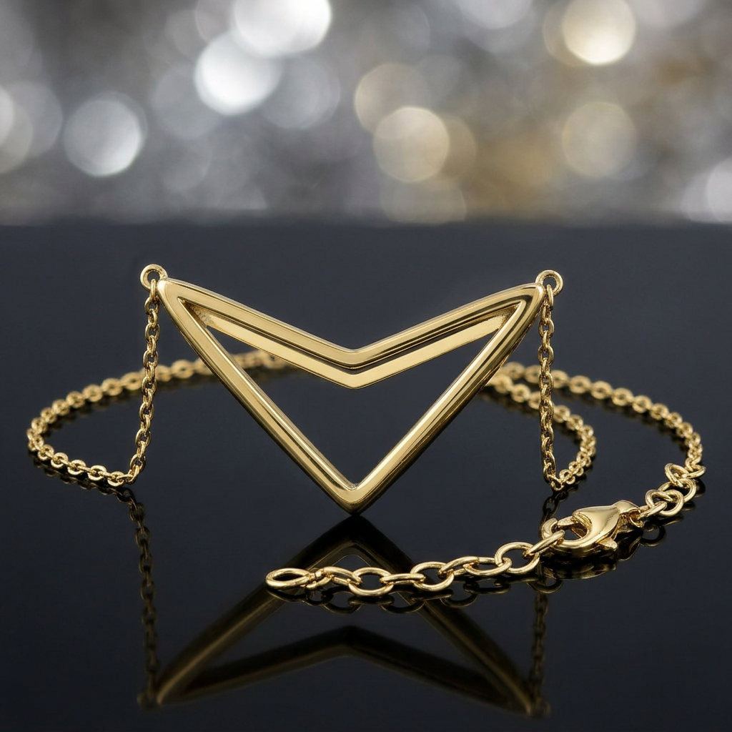 Sterling Silver Yellow Gold Chevron Arrow Pendant Necklace for Women, 17 to 18.5 inch life4