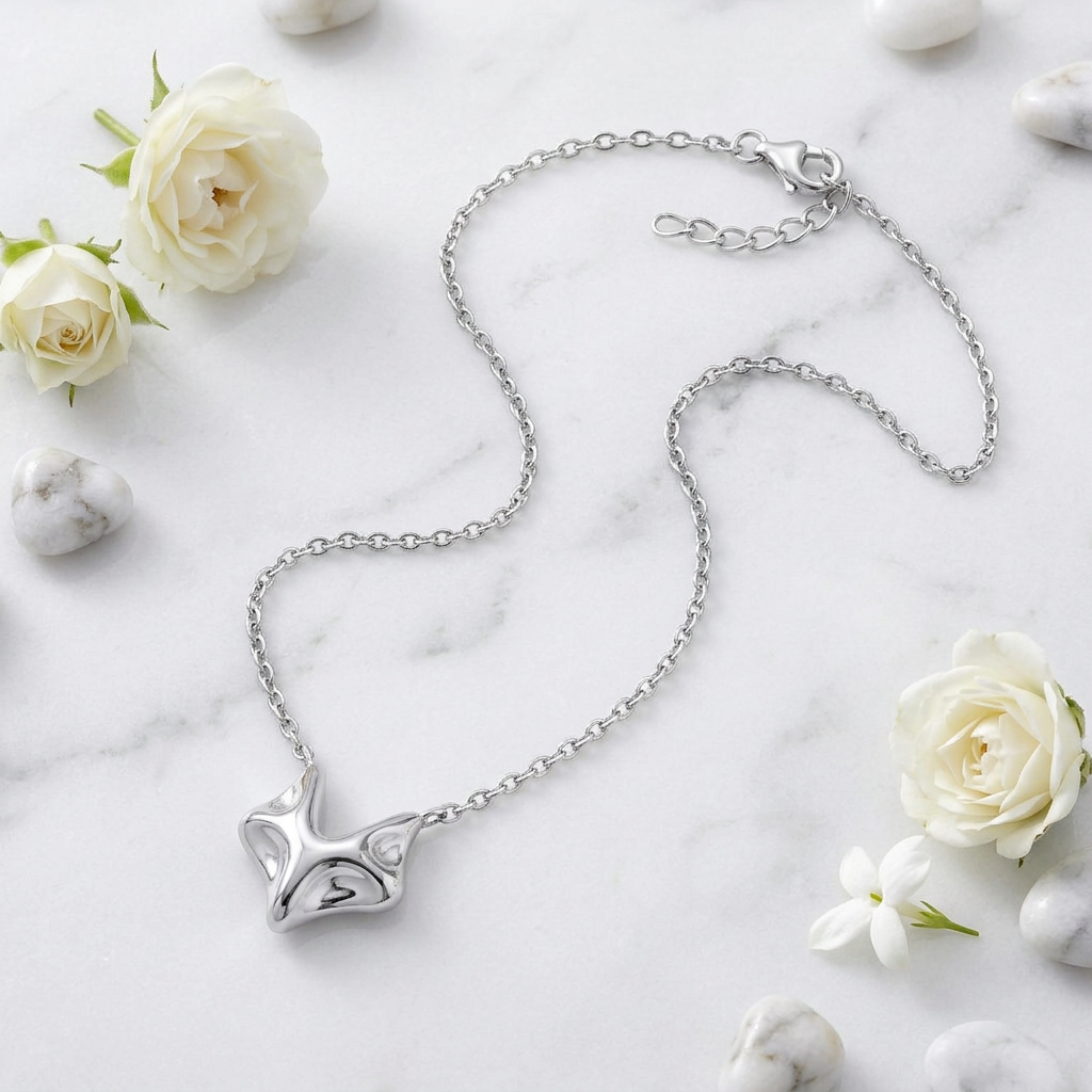 Sterling Silver Fox Pendant Necklace for Women, 17 to 18 inch Adjustable life1