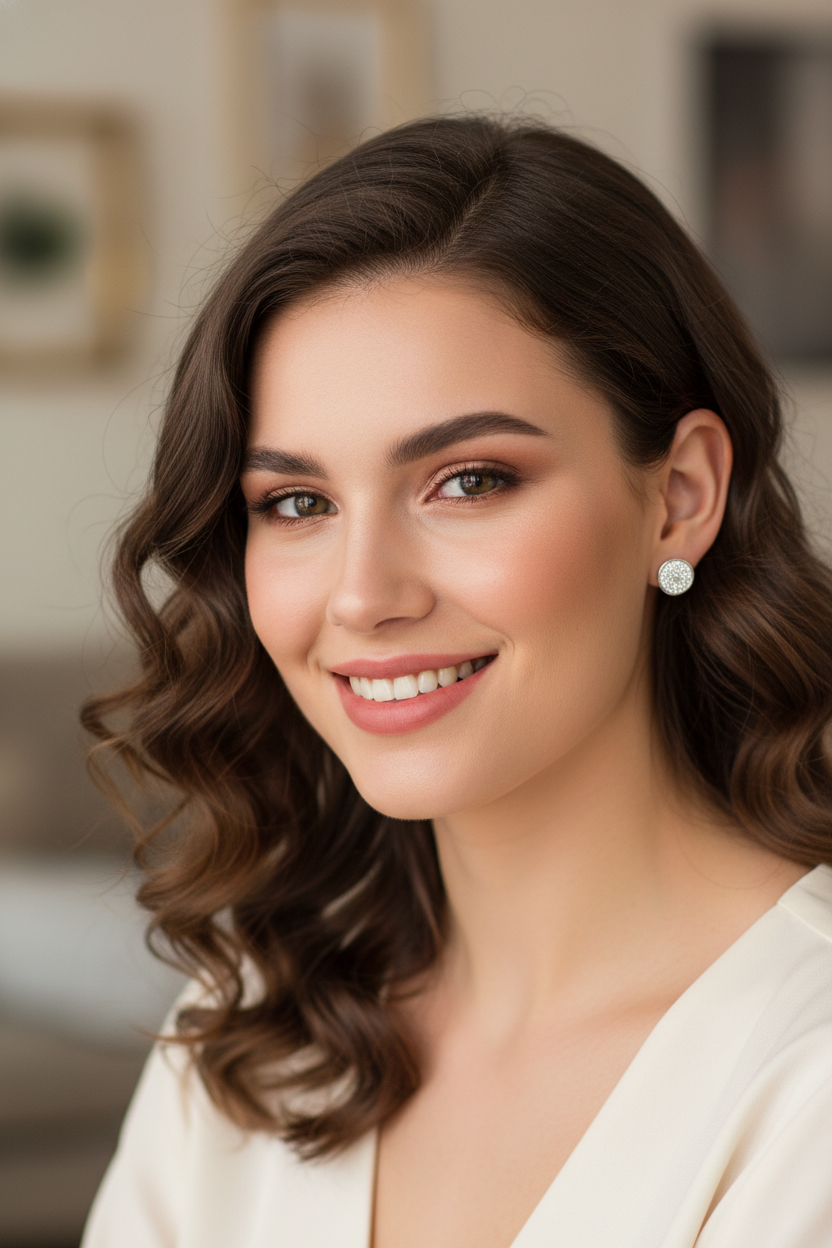 White Gold over Sterling Silver Women's Big CZ Concave Disc Stud Earrings