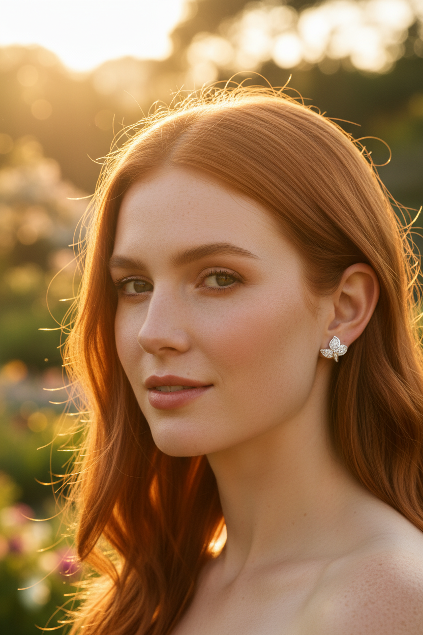 White Gold over Sterling Silver Women's CZ Ivy Leaf Stud Earrings