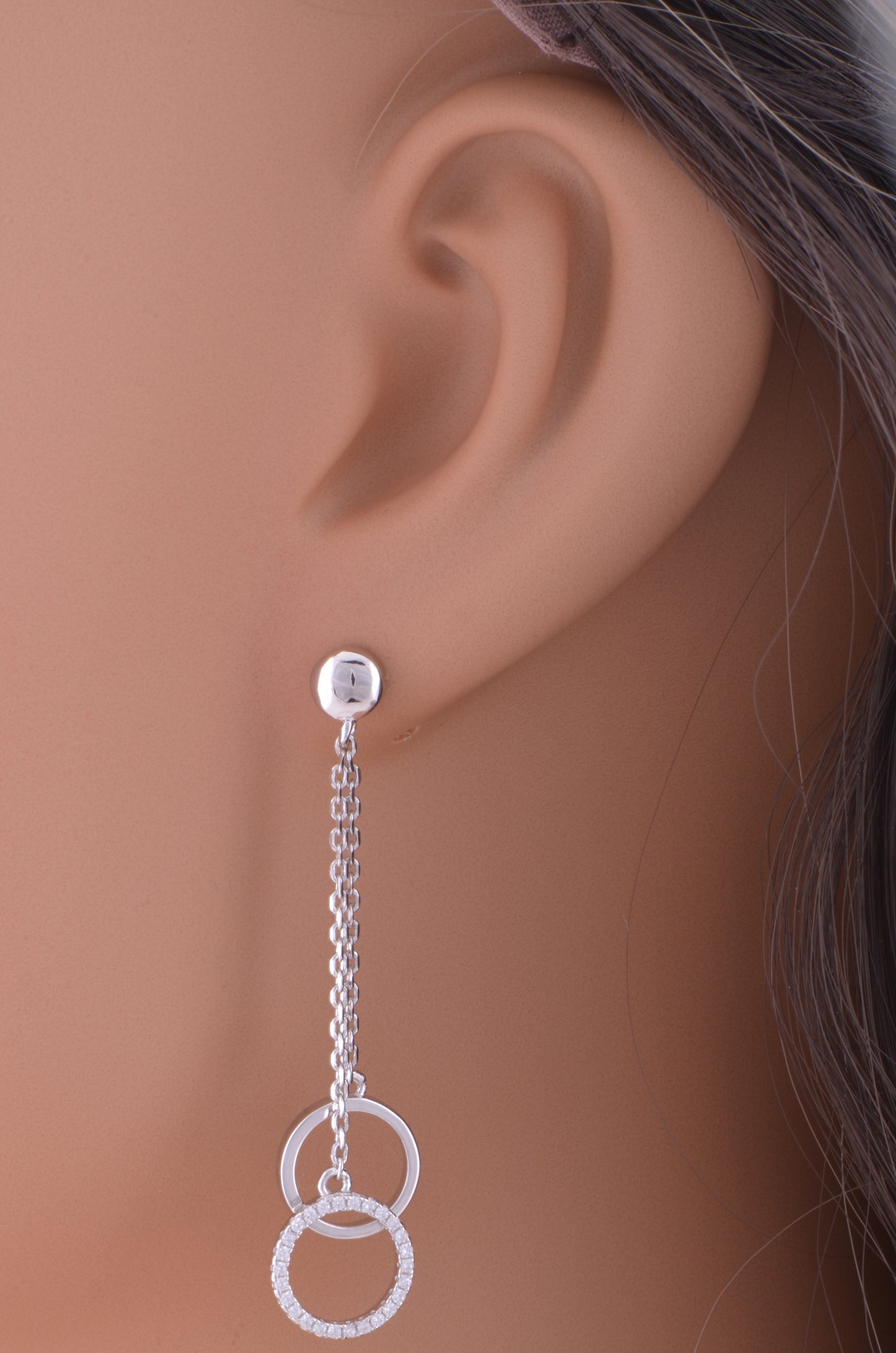 White Gold Over Sterling Silver Womens Cz Dangle Statement Earrings