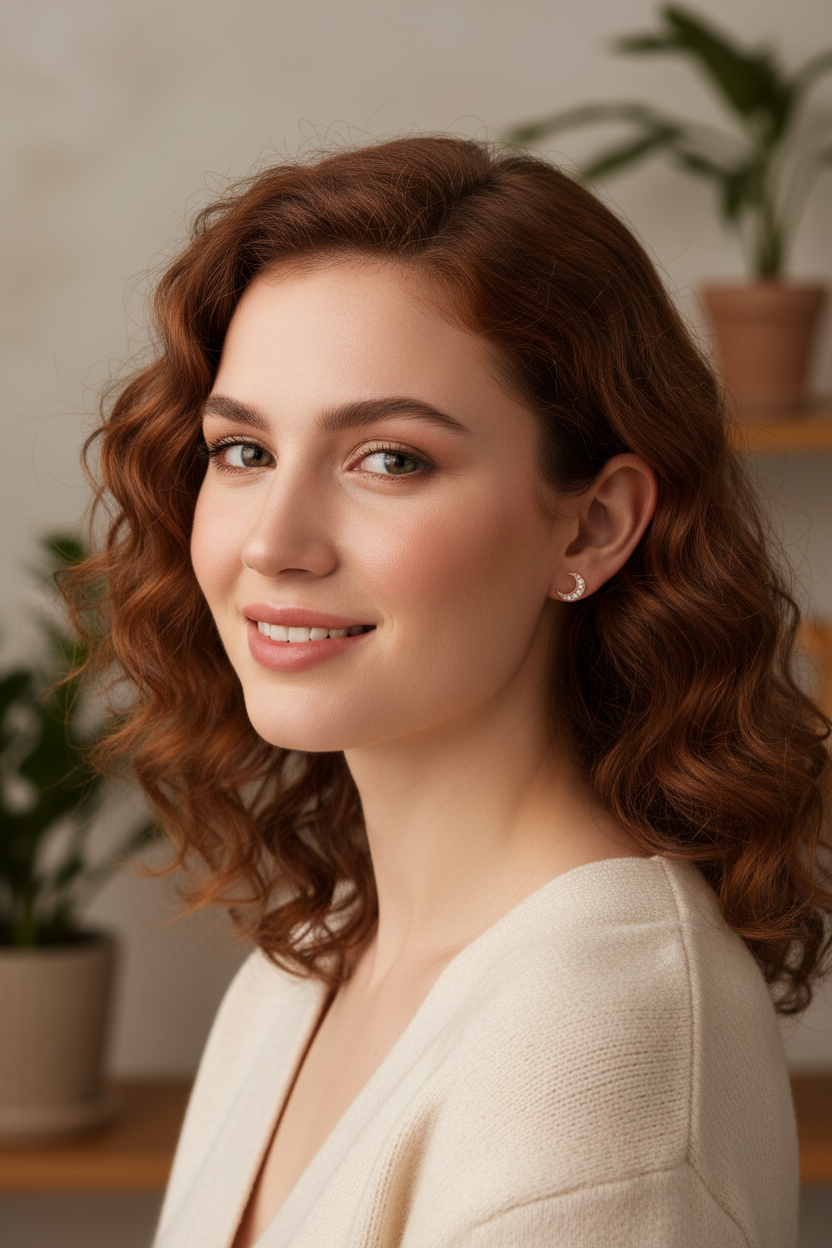 Rose Gold Plated Sterling Silver Women's Small CZ Crescent Moon Stud Earrings