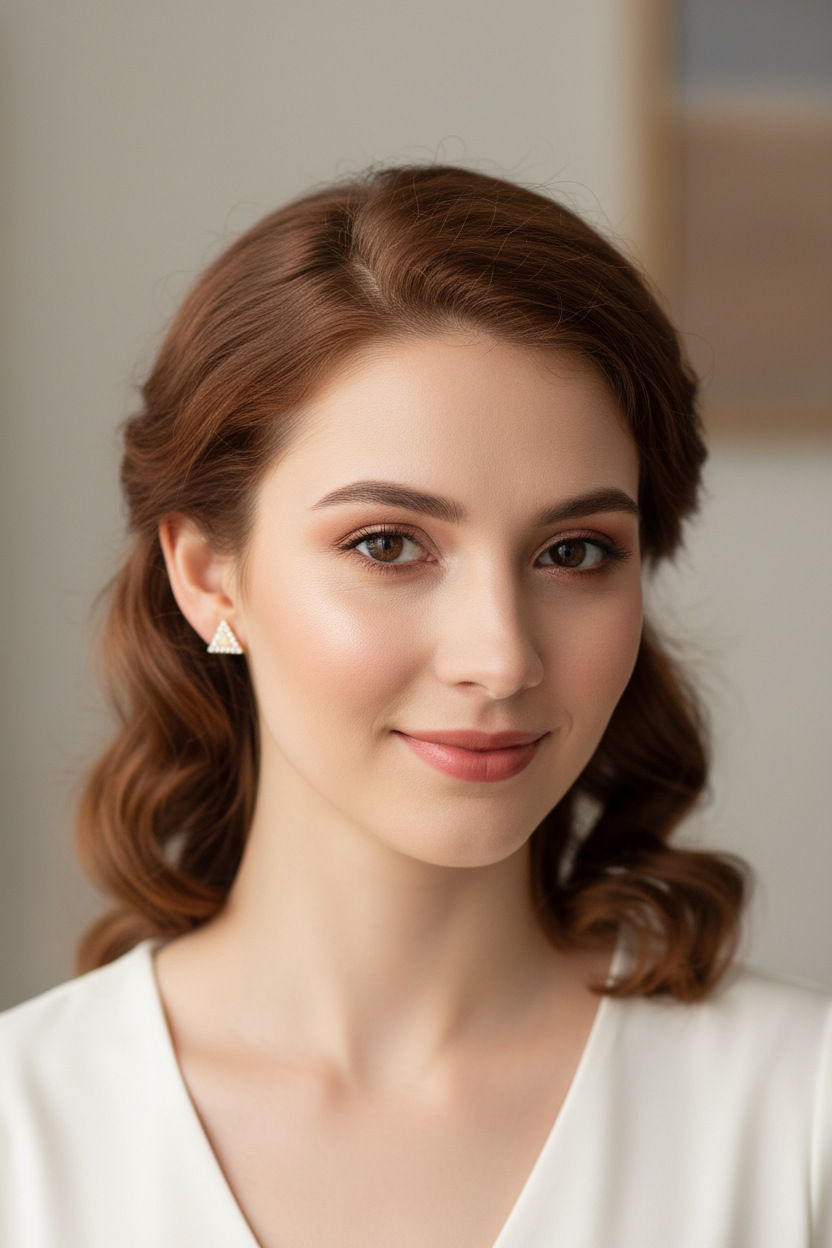 Yellow Gold over Sterling Silver Women's Delta Triangle CZ Stud Earrings