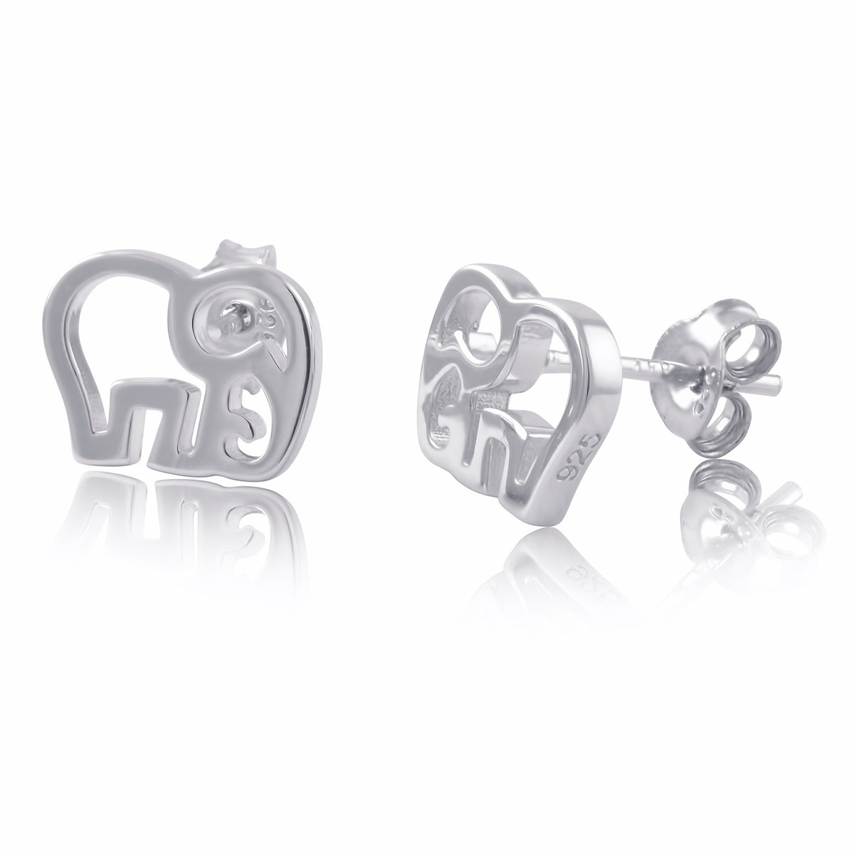Sterling Silver Elephant Stud Earrings