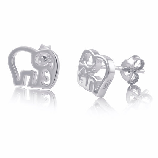 Sterling Silver Elephant Stud Earrings