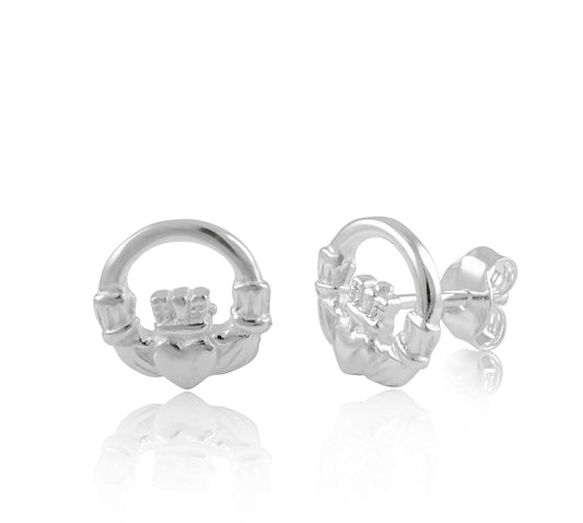 Sterling Silver Celtic Heart Claddagh Stud Earrings, 10mm | SilverCloseOut