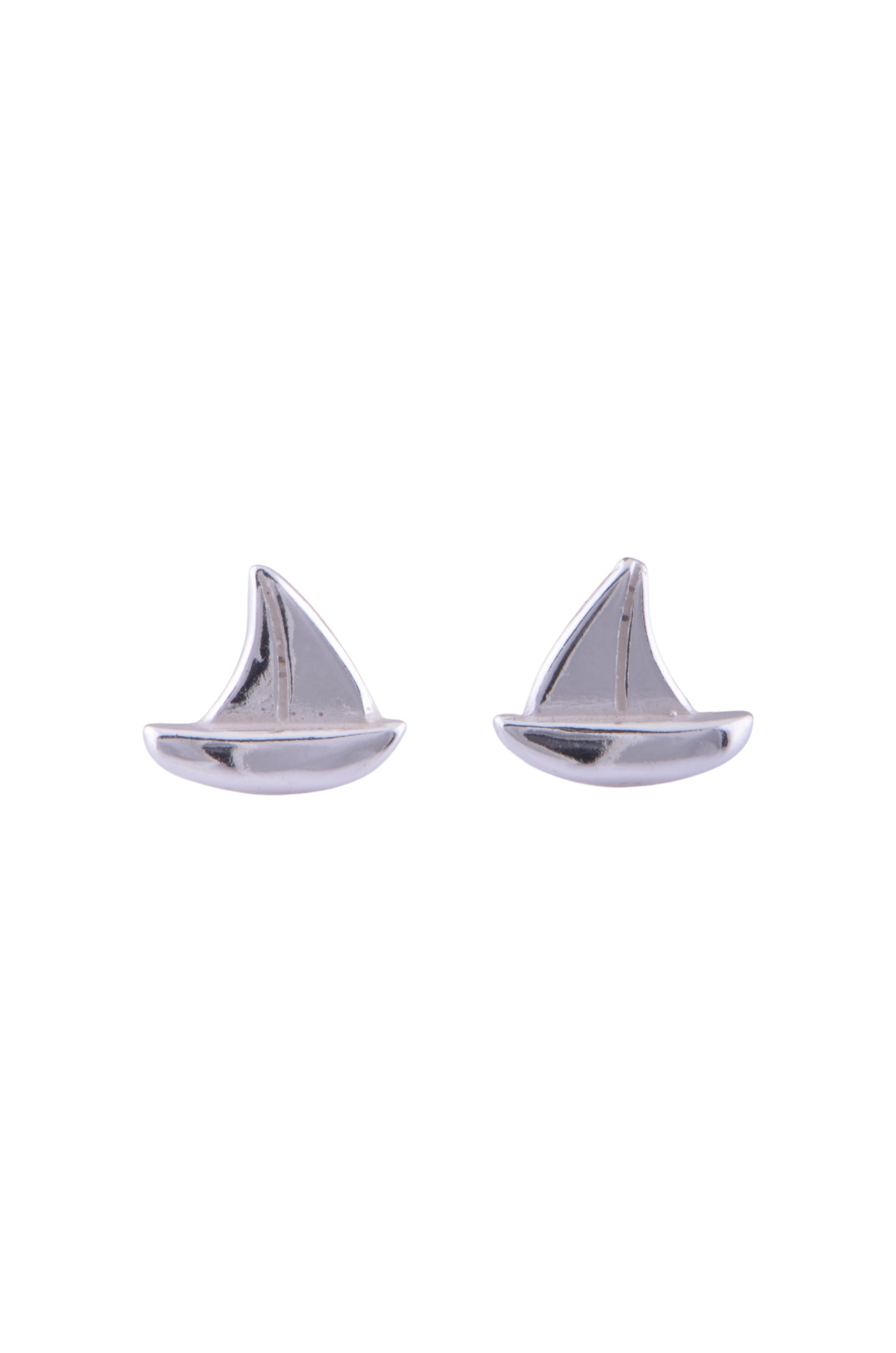 Sterling Silver Ladies Dainty Sailboat Nautical Stud Earrings