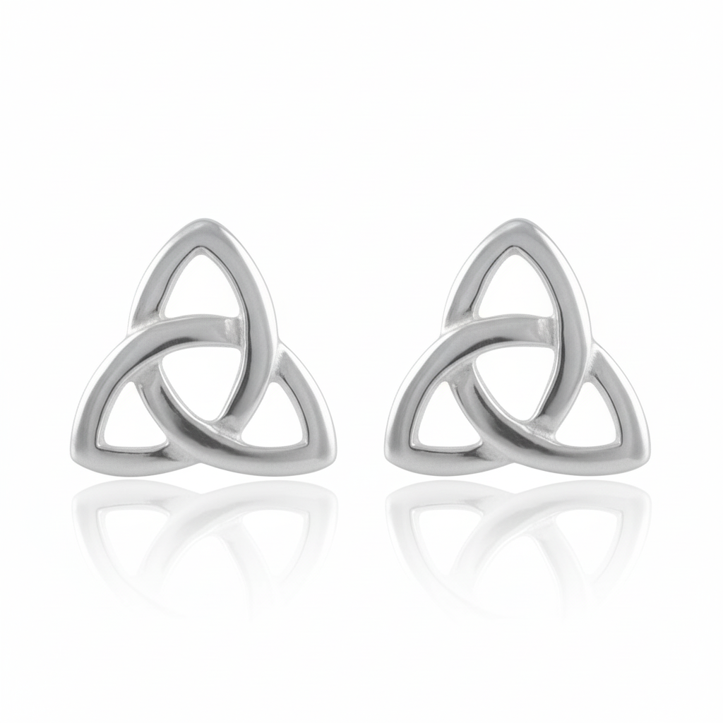 Sterling Silver Girls Small Celtic Triquetra Stud Earrings
