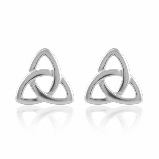 Sterling Silver Girls Small Celtic Triquetra Stud Earrings