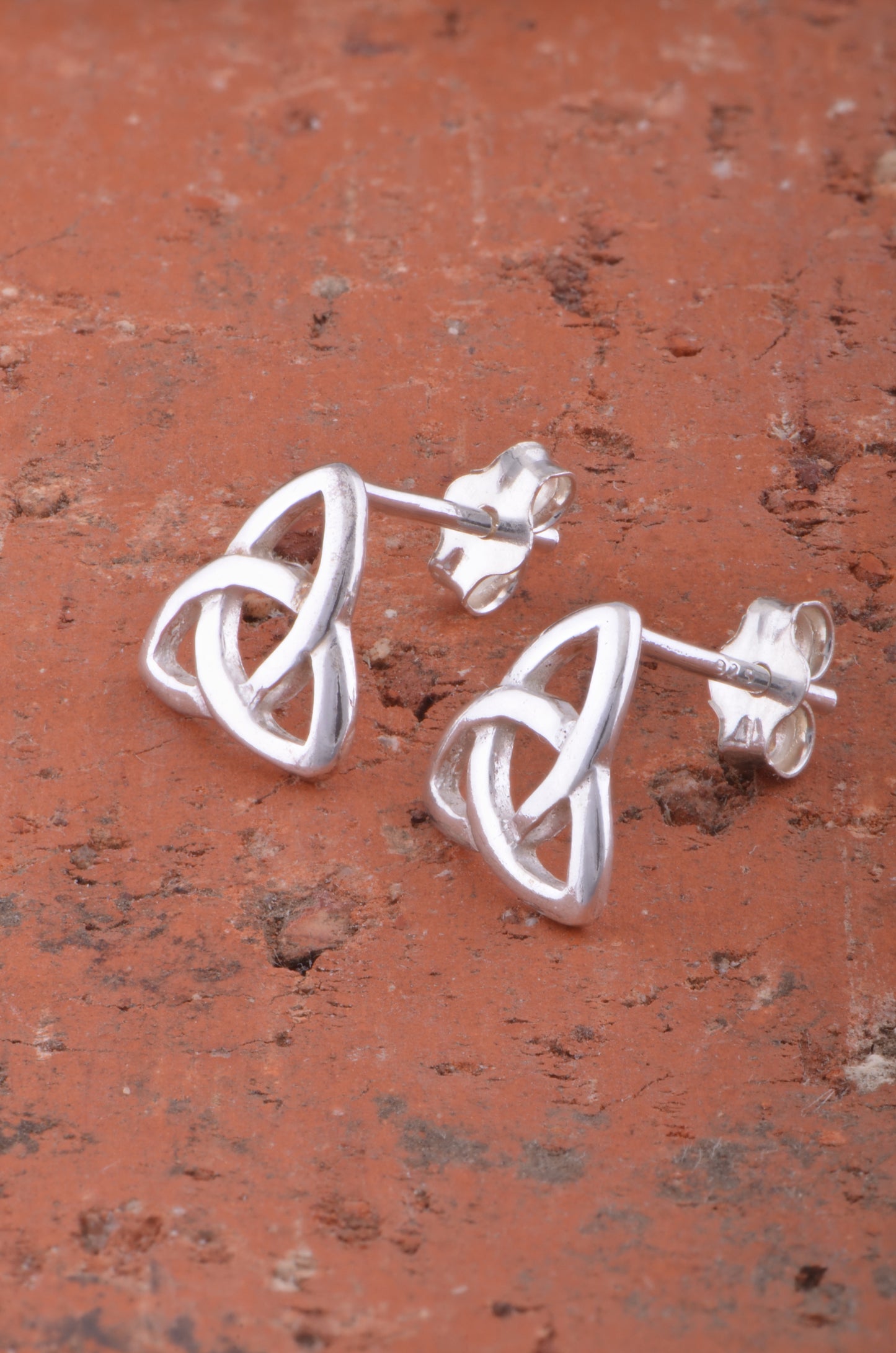 Sterling Silver Girls Small Celtic Triquetra Stud Earrings