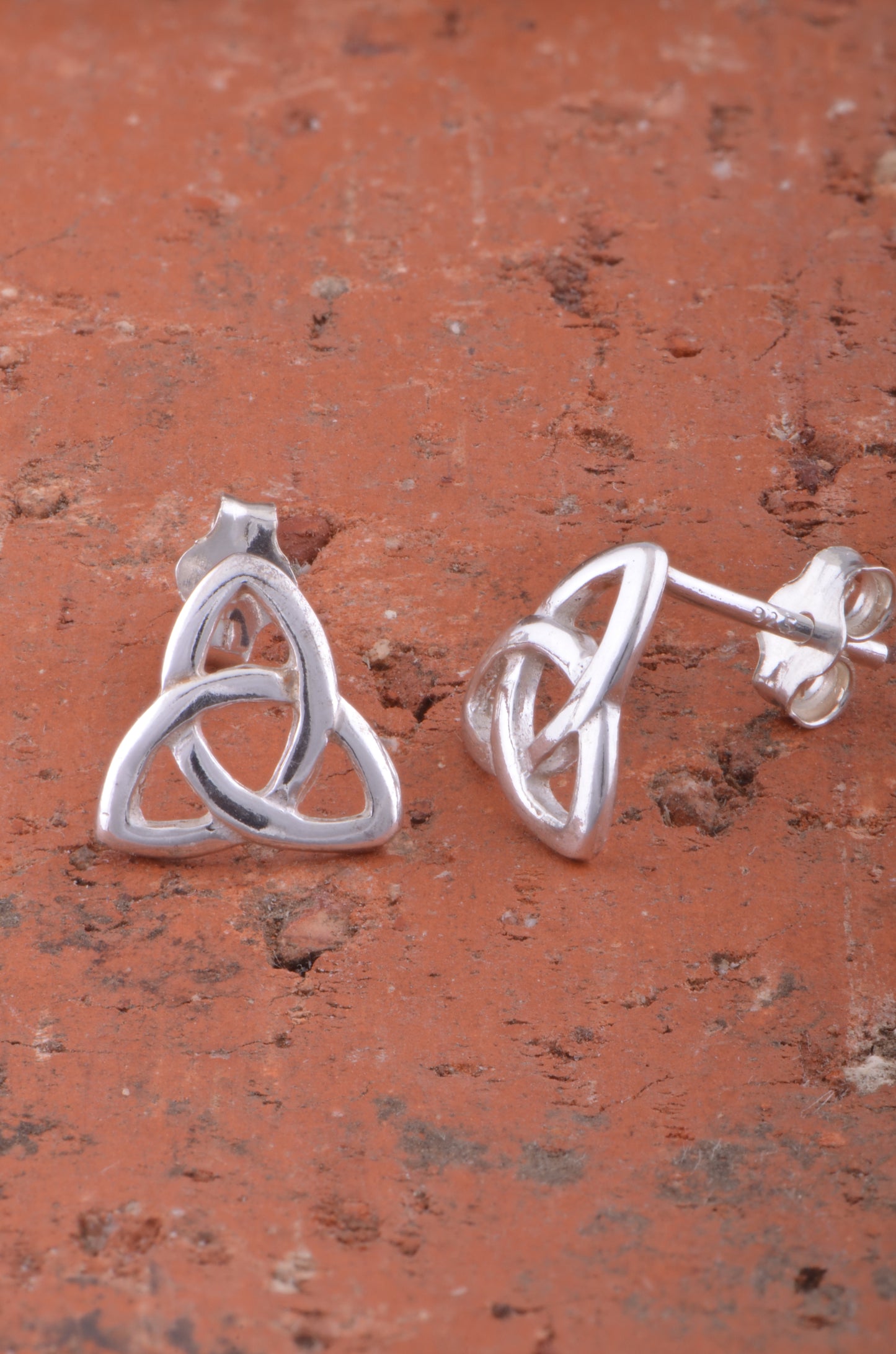 Sterling Silver Girls Small Celtic Triquetra Stud Earrings