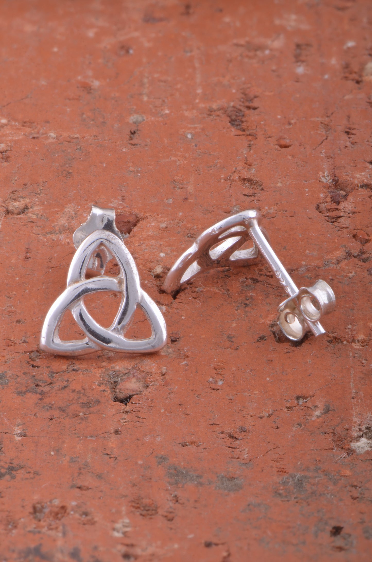 Sterling Silver Girls Small Celtic Triquetra Stud Earrings