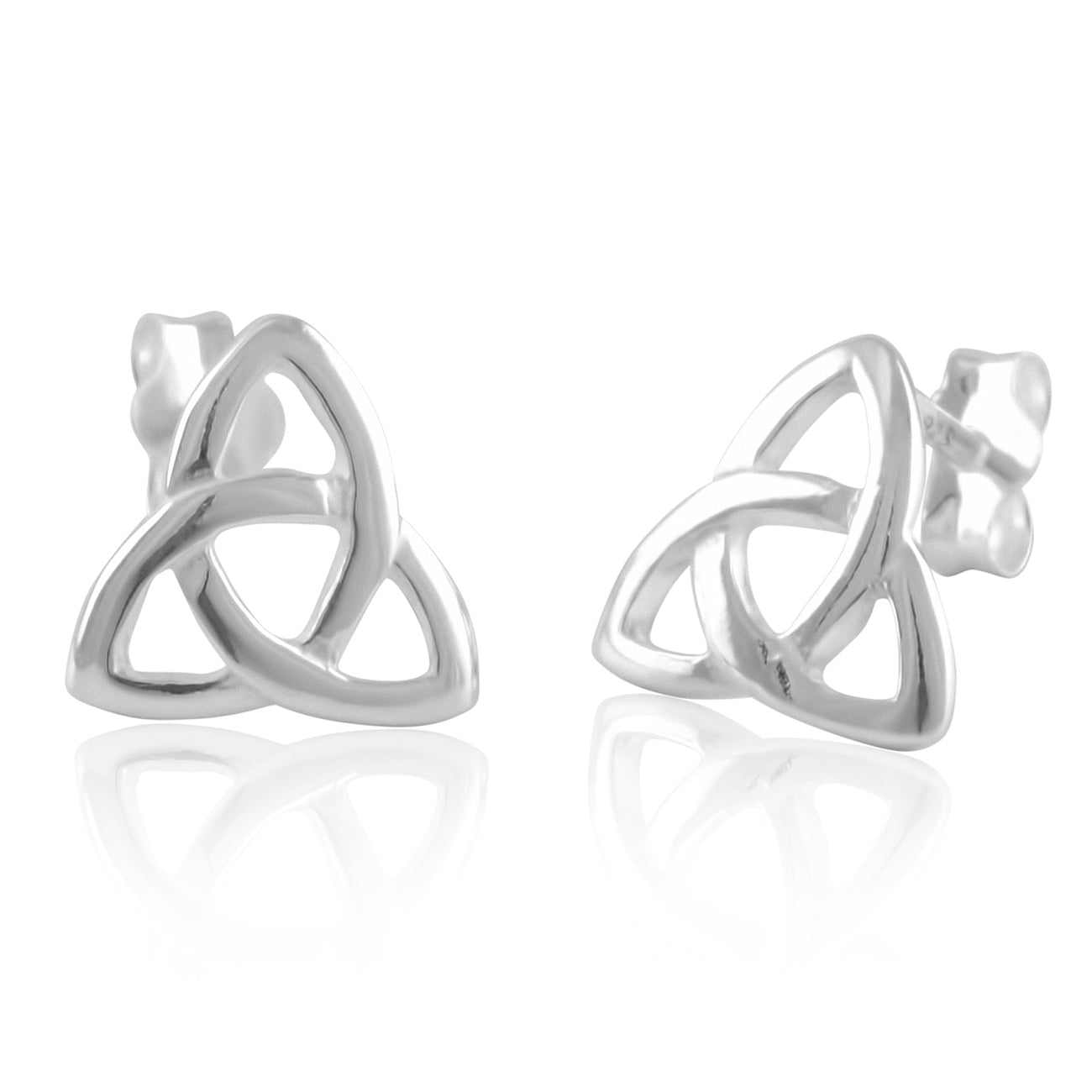 Sterling Silver Girls Small Celtic Triquetra Stud Earrings