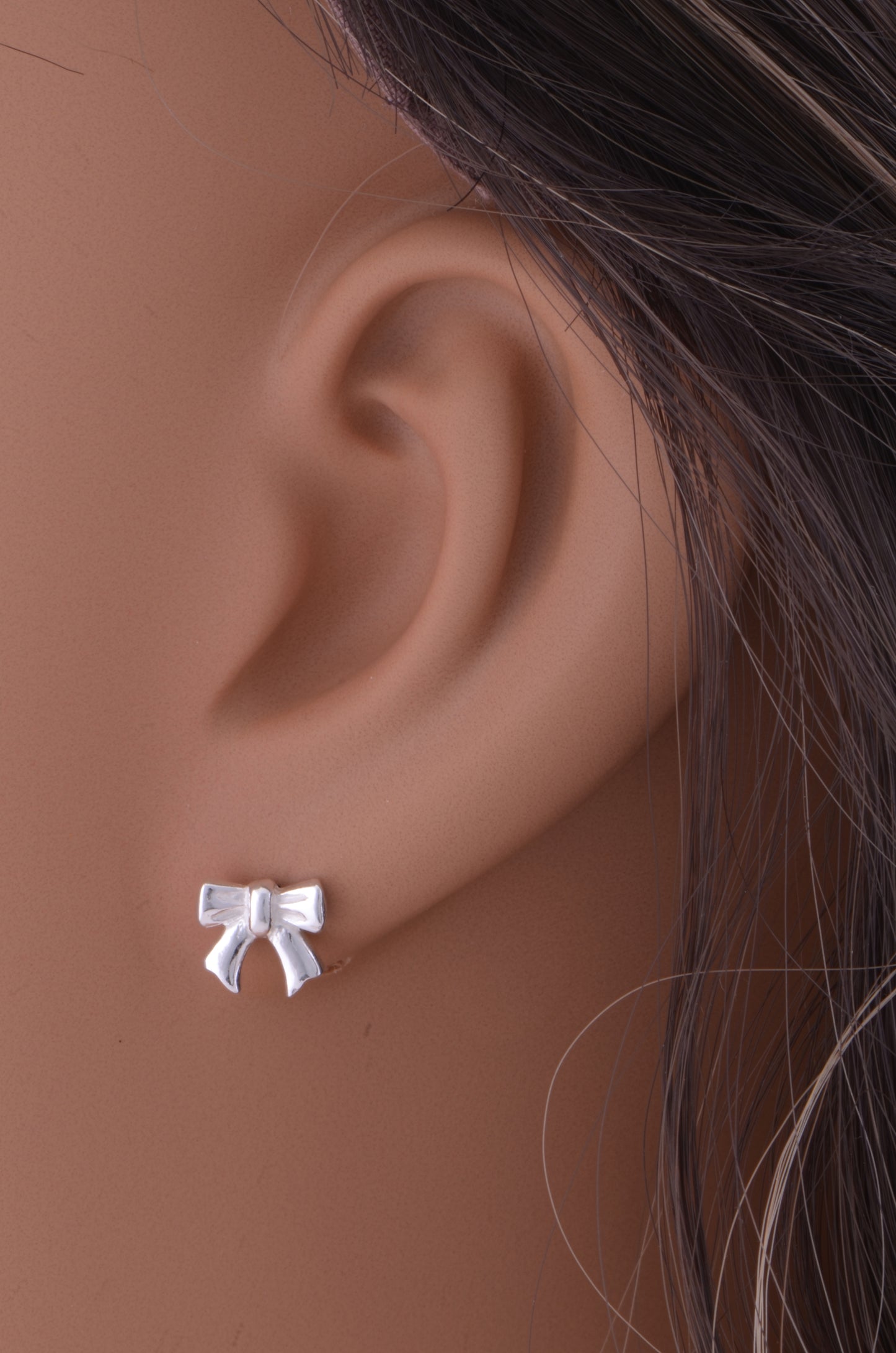 Sterling Silver Girls Small Bow Ribbon Stud Earrings