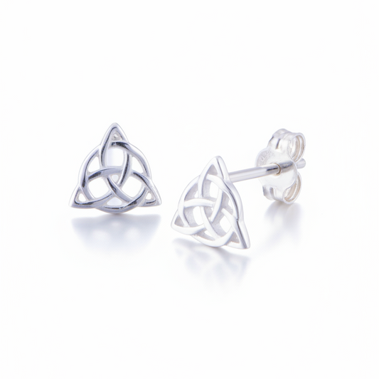 Sterling Silver Girls Irish Celtic Triquetra Knot Stud Earrings | SilverCloseOut