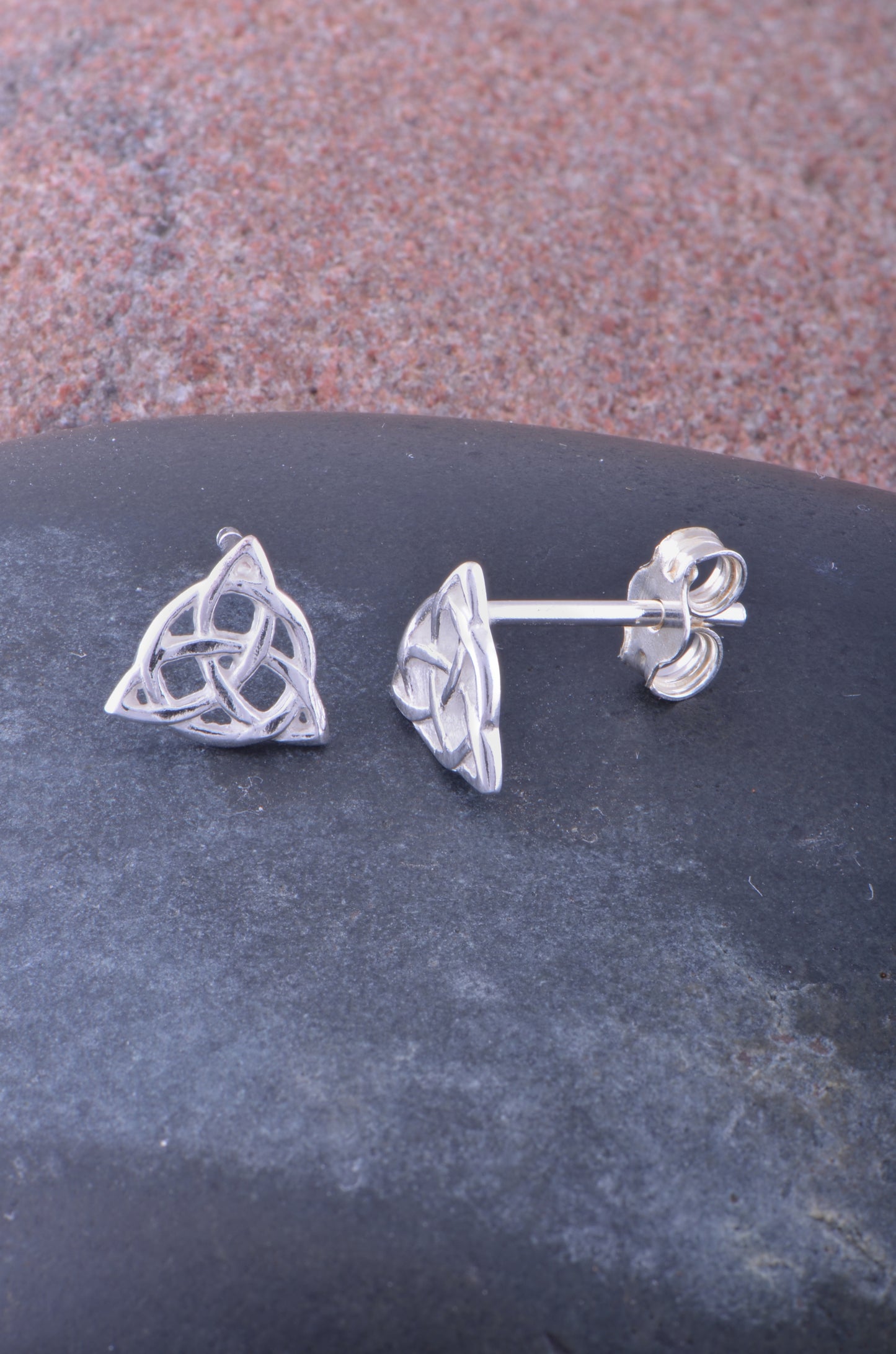 Sterling Silver Girls Irish Celtic Triquetra Knot Stud Earrings