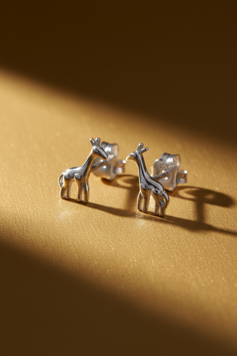 Sterling Silver Girls Small Giraffe Stud Earrings, 6mm | SilverCloseOut