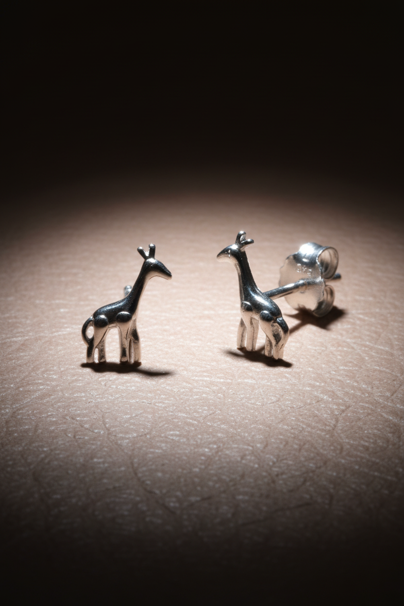 Sterling Silver Girls Small Giraffe Stud Earrings, 6mm | SilverCloseOut