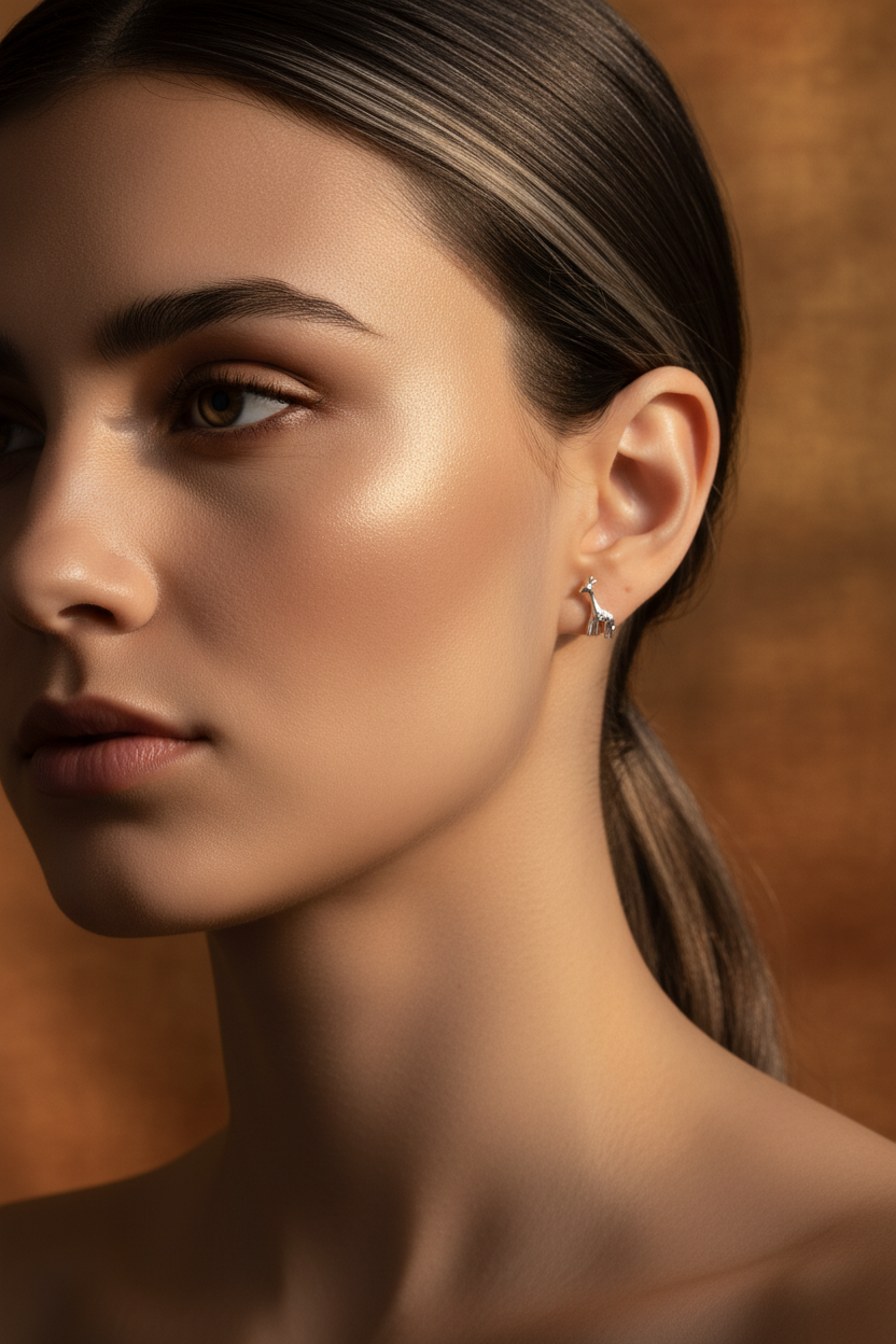 Sterling Silver Girls Small Giraffe Stud Earrings, 6mm | SilverCloseOut