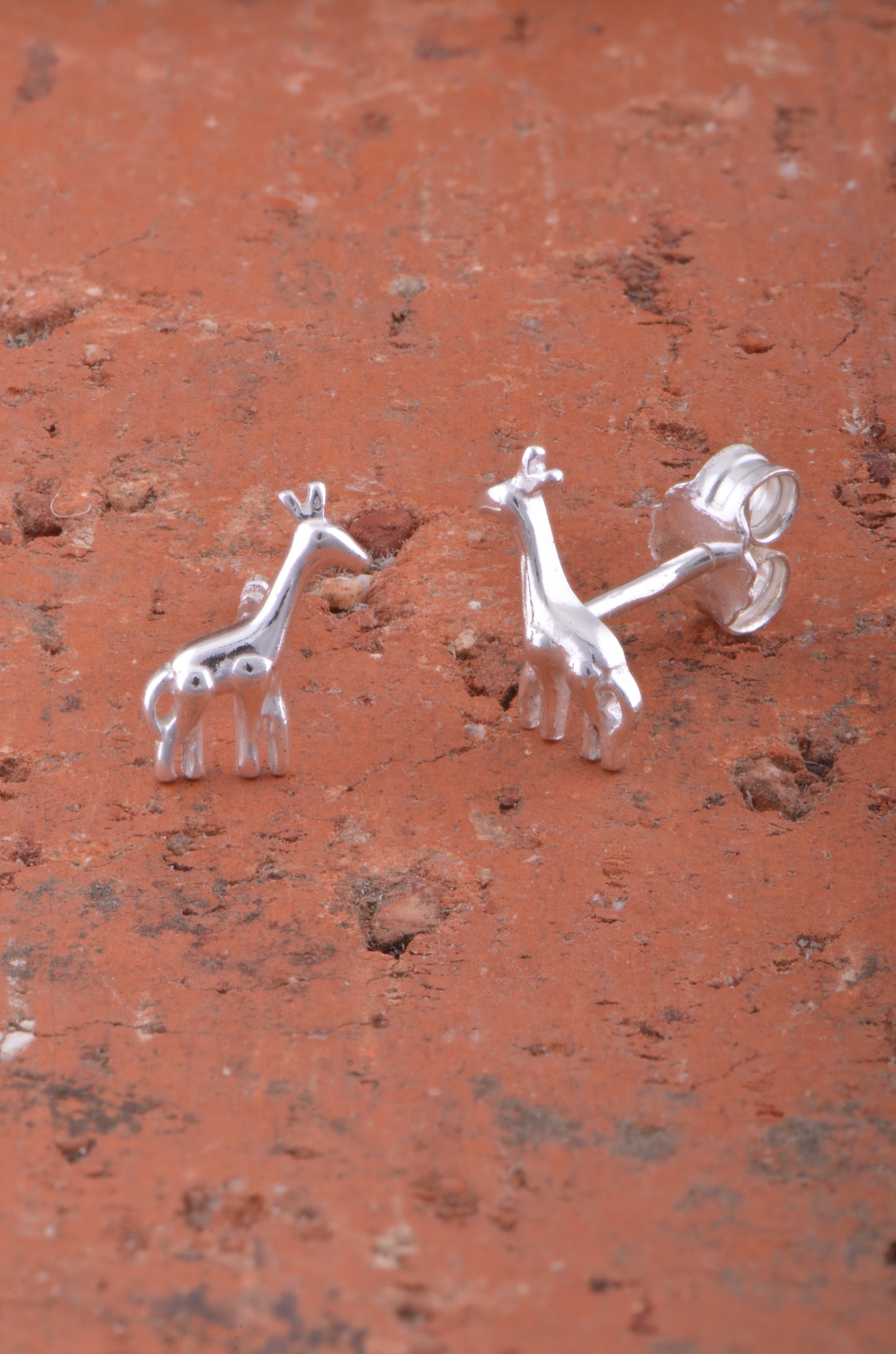 Sterling Silver Girls Small Giraffe Stud Earrings - 6mm