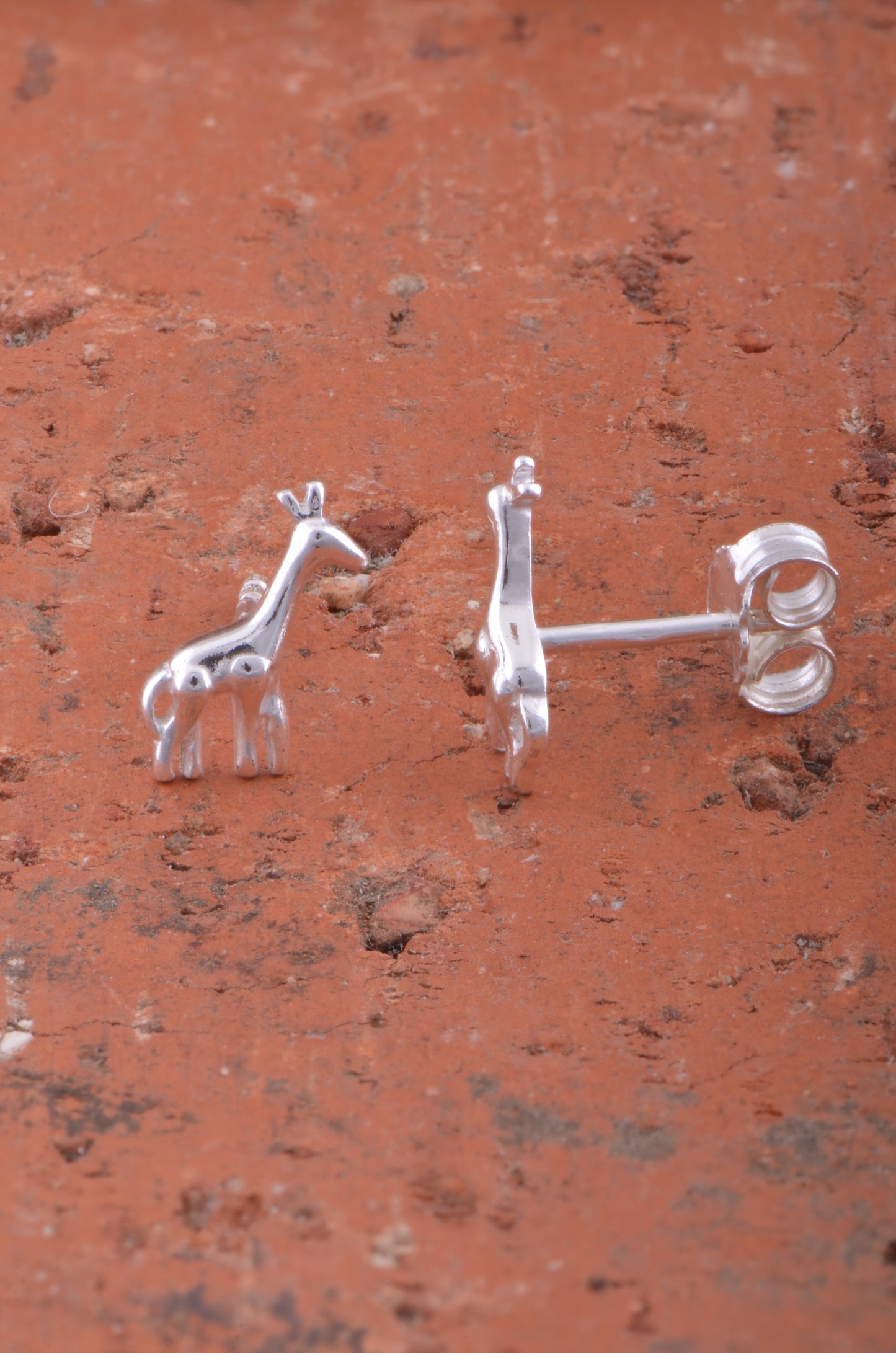 Sterling Silver Girls Small Giraffe Stud Earrings - 6mm