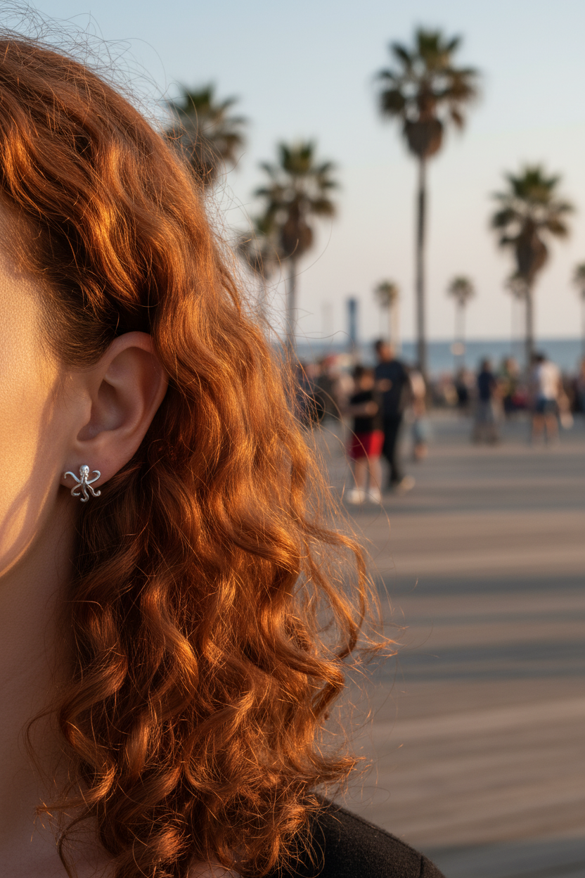 Sterling Silver Girls Dainty Nautical Octopus Stud Earrings | SilverCloseOut