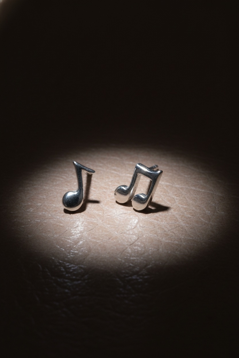 Sterling Silver Music Note Stud Earrings, 6mm | SilverCloseOut