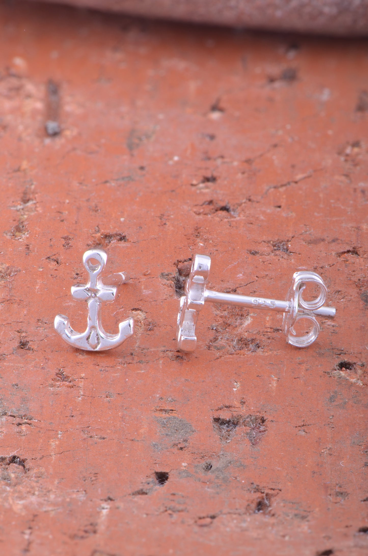 Sterling Silver Girls Dainty Nautical Anchor Stud Earrings