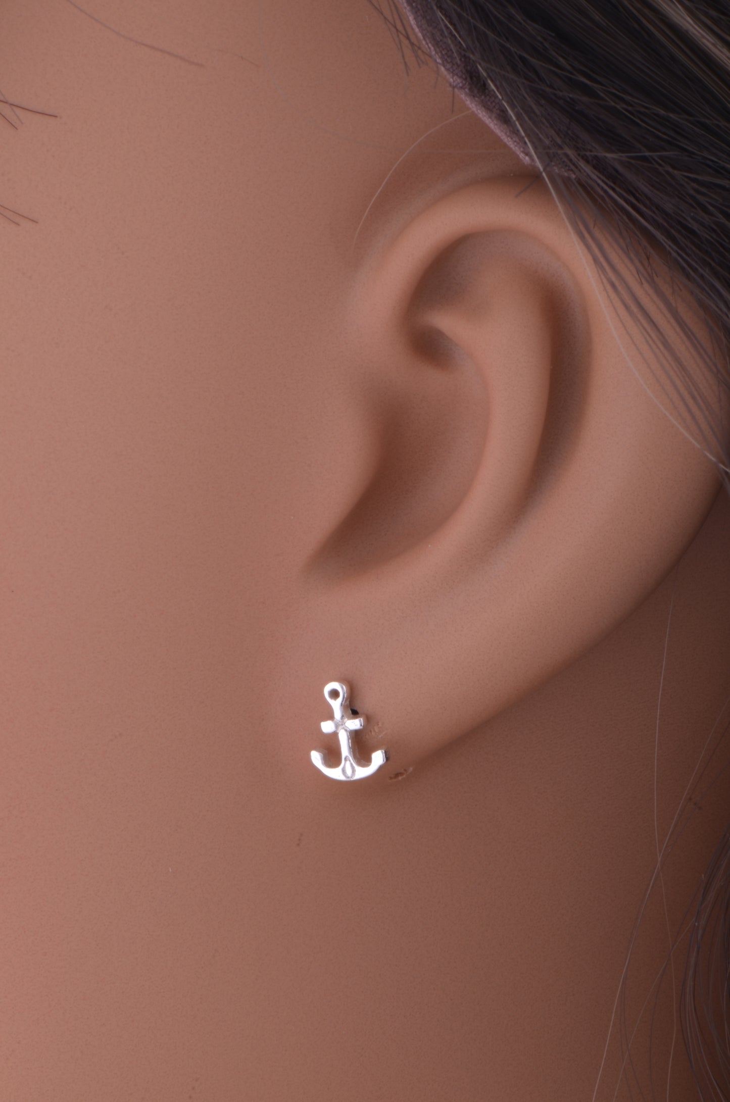 Sterling Silver Girls Dainty Nautical Anchor Stud Earrings