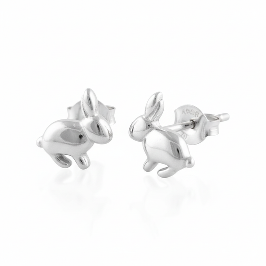 Sterling Silver Girls Small Bunny Rabbit Stud Earrings | SilverCloseOut