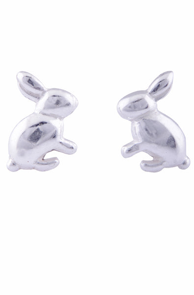 Sterling Silver Girls Small Bunny Rabbit Stud Earrings