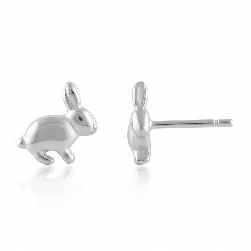 Sterling Silver Girls Small Bunny Rabbit Stud Earrings | SilverCloseOut