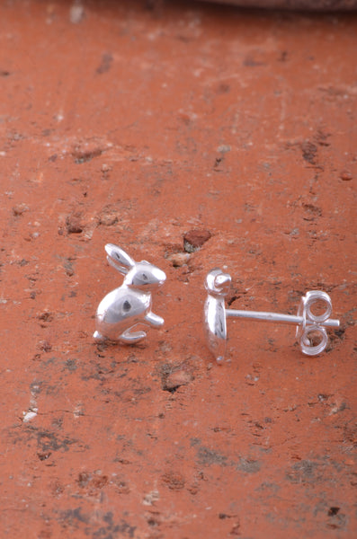 Sterling Silver Girls Small Bunny Rabbit Stud Earrings