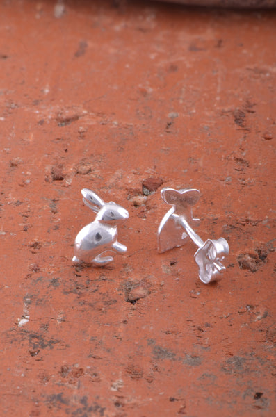 Sterling Silver Girls Small Bunny Rabbit Stud Earrings