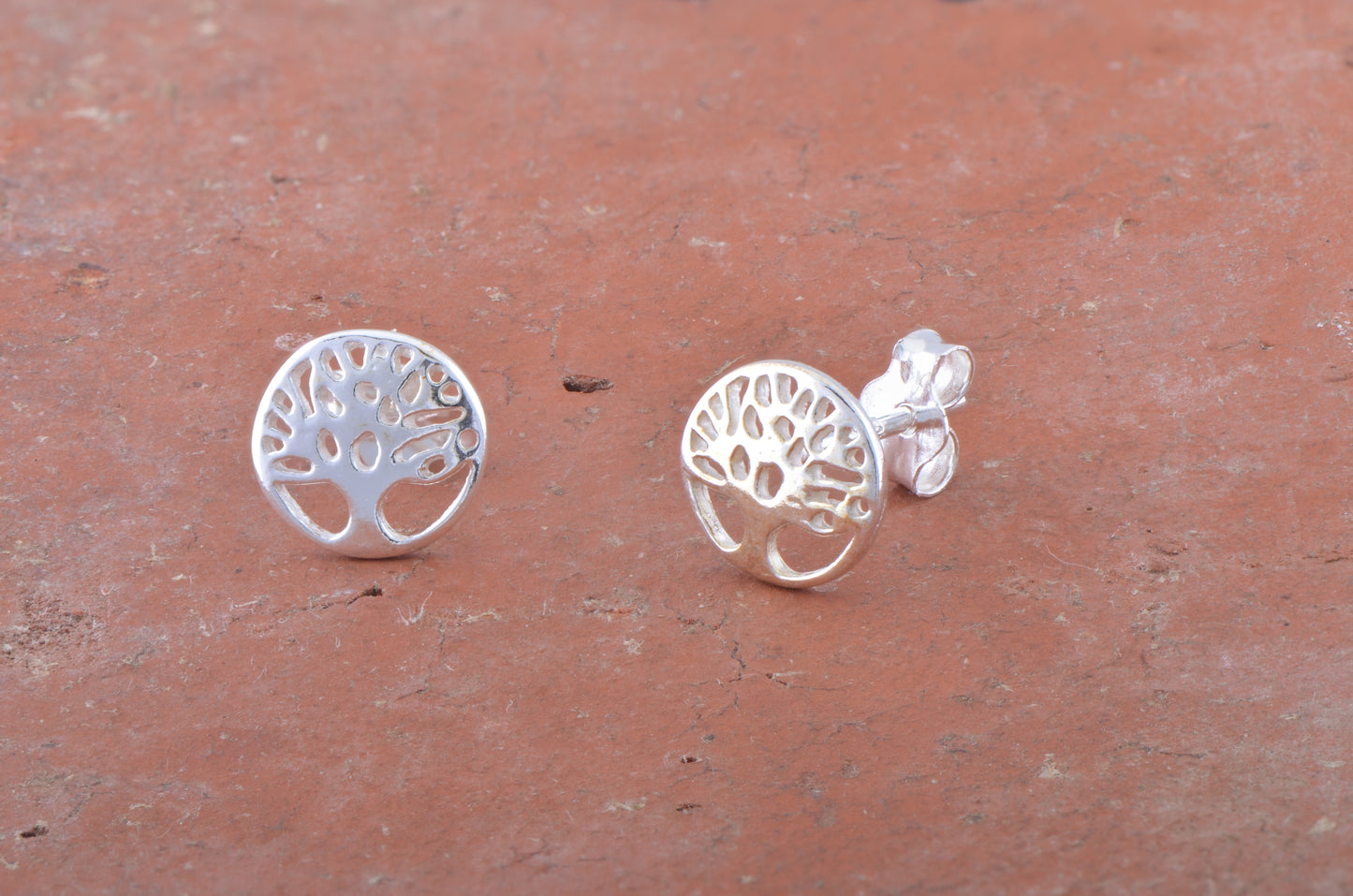 Sterling Silver Girls Small Round Celtic Tree of Life Stud Earrings - 8mm