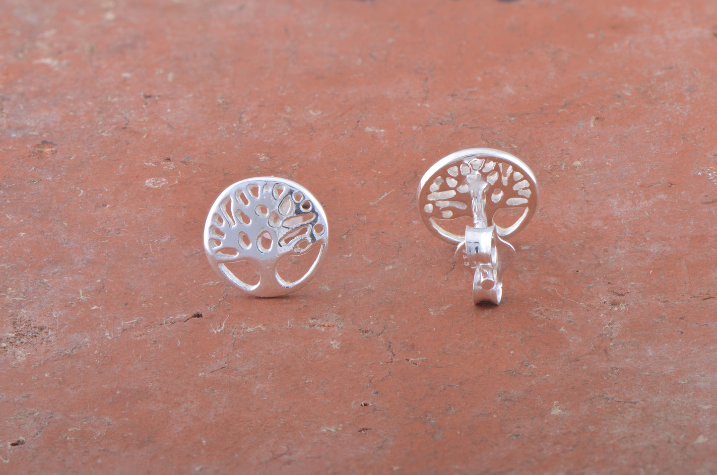 Sterling Silver Girls Small Round Celtic Tree of Life Stud Earrings - 8mm