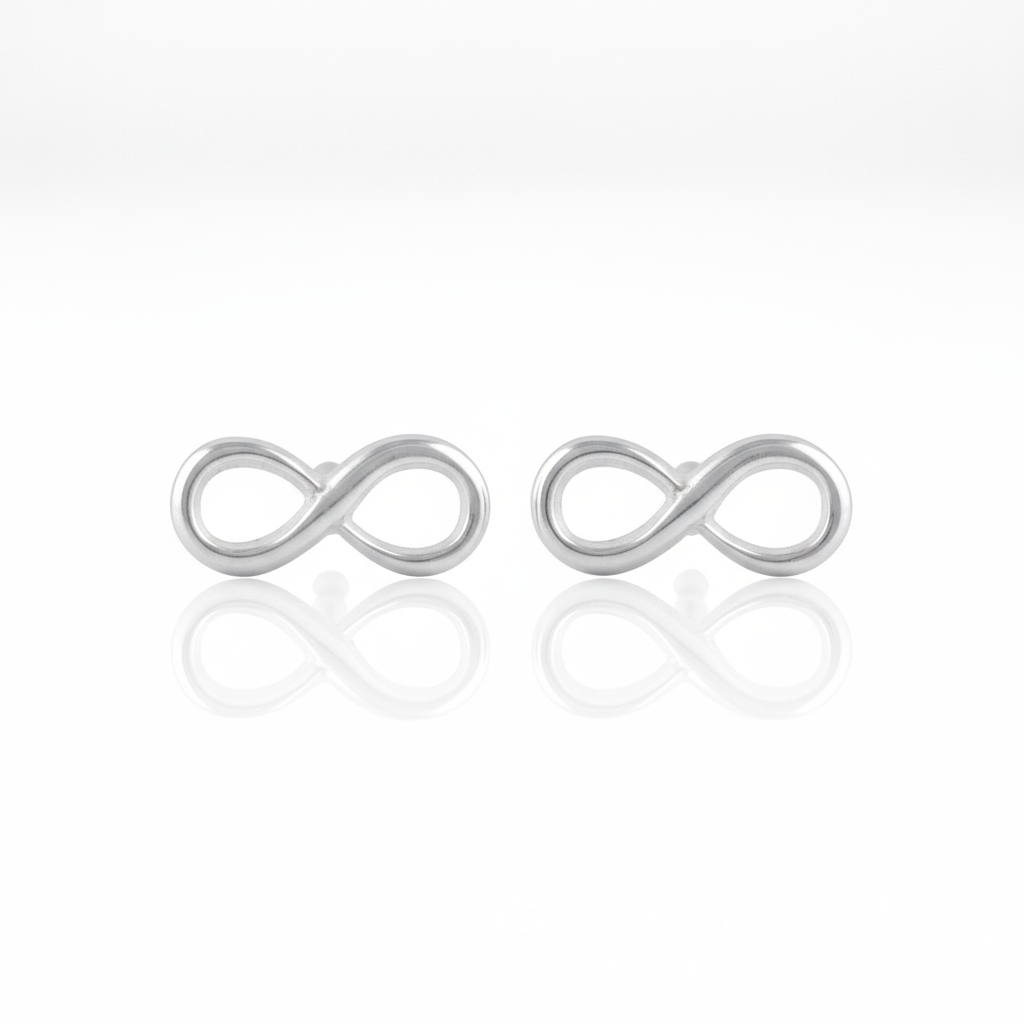 Sterling Silver Unisex Dainty Infinity Stud Earrings
