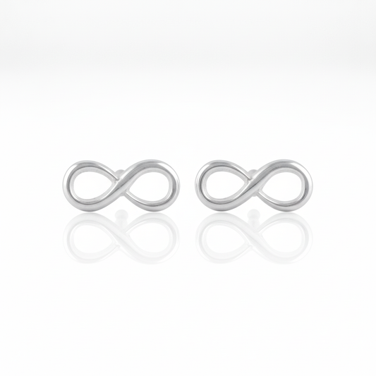 Sterling Silver Unisex Dainty Infinity Stud Earrings