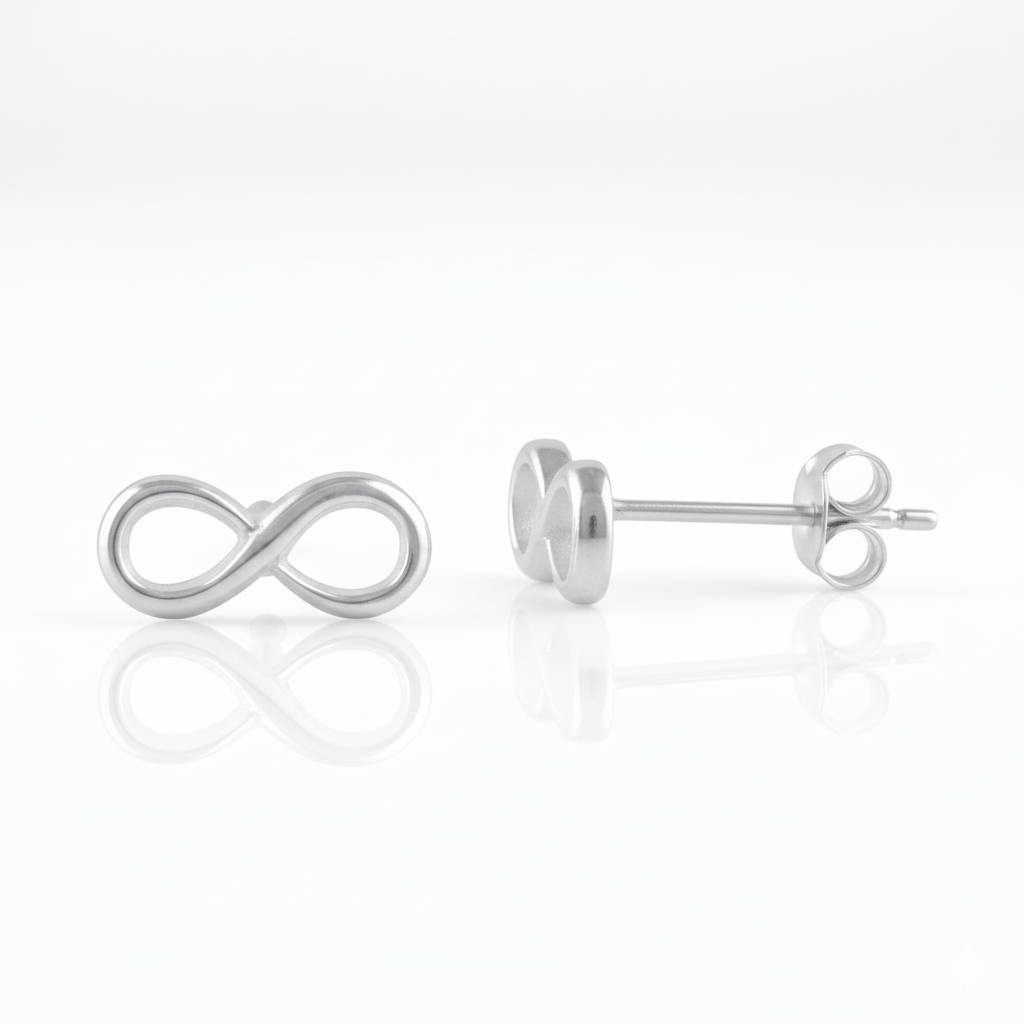 Sterling Silver Unisex Dainty Infinity Stud Earrings