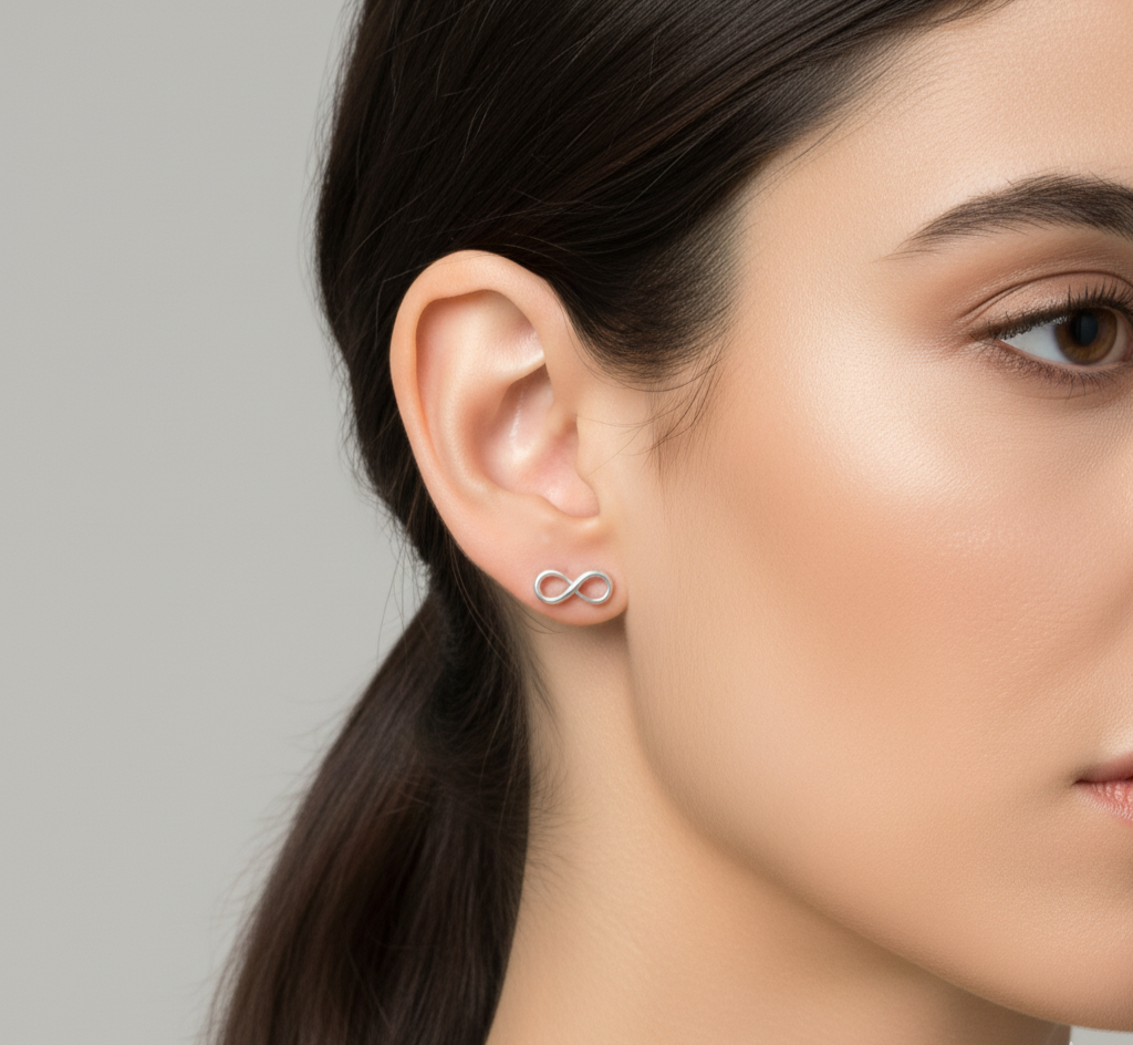 Sterling Silver Unisex Dainty Infinity Stud Earrings