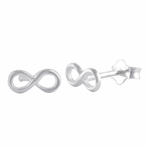 Sterling Silver Unisex Dainty Infinity Stud Earrings