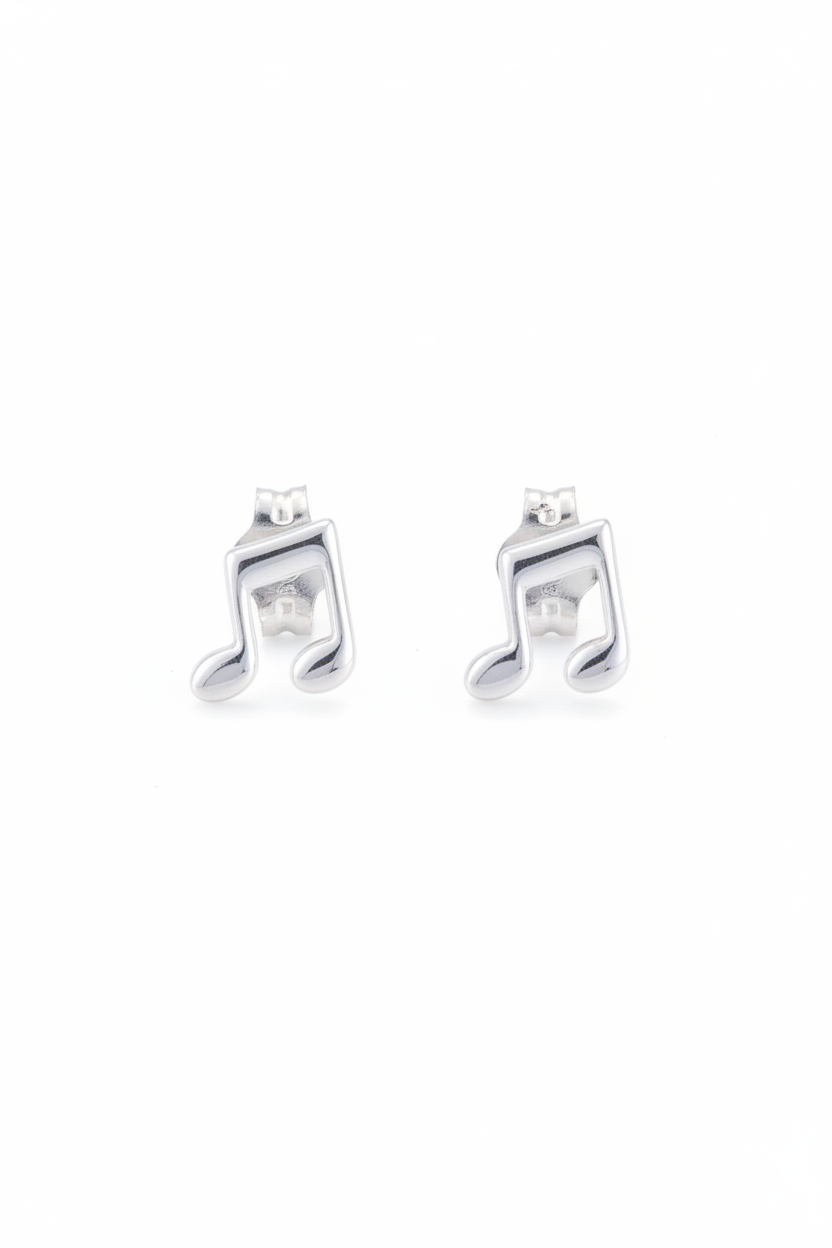 Sterling Silver Music Note Stud Earrings, 6mm | SilverCloseOut