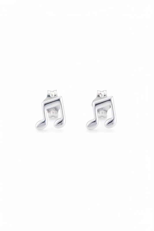 Sterling Silver Music Note Stud Earrings, 6mm | SilverCloseOut