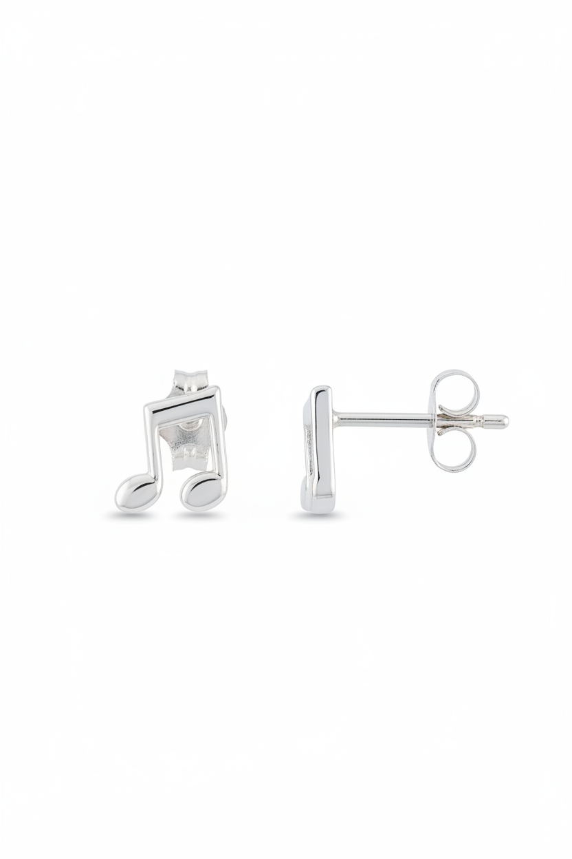Sterling Silver Music Note Stud Earrings, 6mm | SilverCloseOut