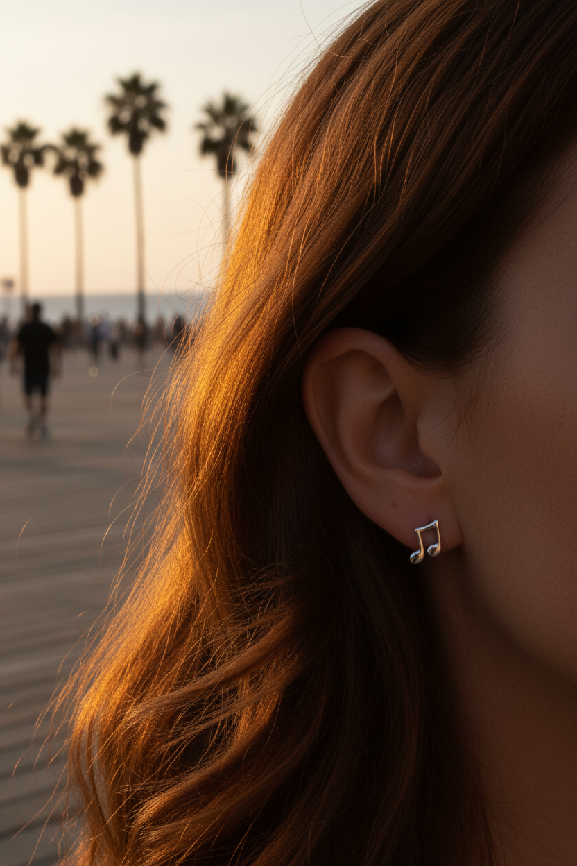 Sterling Silver Music Note Stud Earrings, 6mm | SilverCloseOut