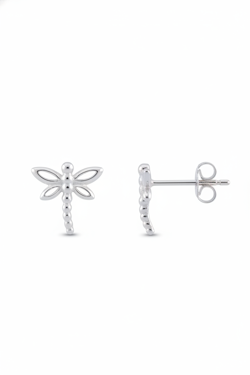 Sterling Silver Girls Dainty Dragonfly Stud Earrings | SilverCloseOut