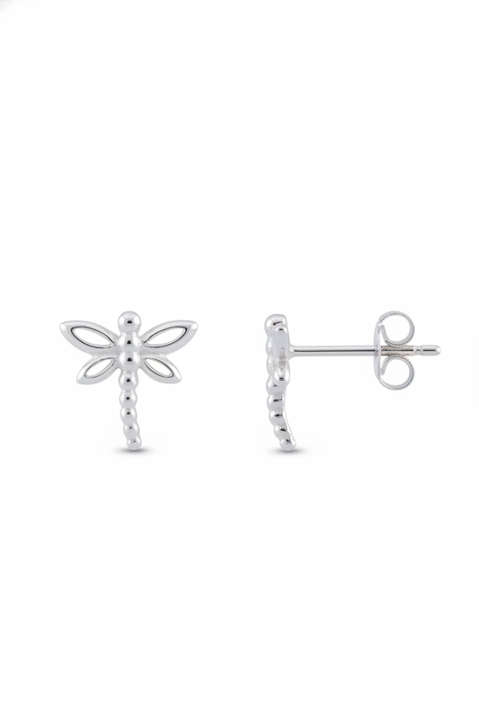 Sterling Silver Girls Dainty Dragonfly Stud Earrings | SilverCloseOut