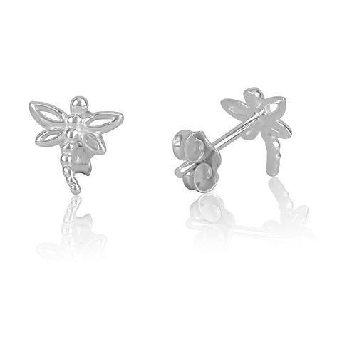 Sterling Silver Girls Dainty Dragonfly Stud Earrings