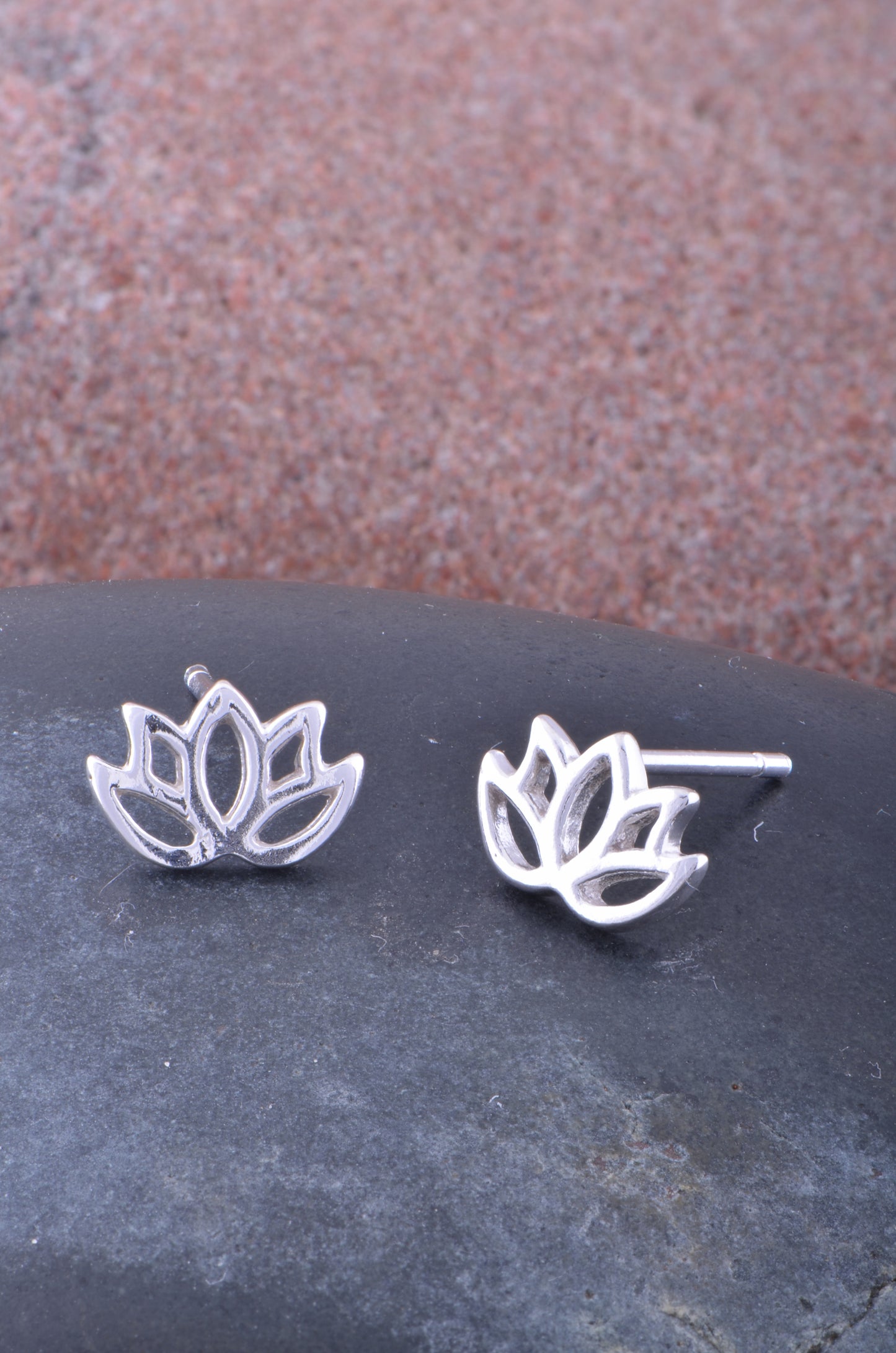 Sterling Silver Girls Small Yogi Lotus Peace Flower Stud Earrings
